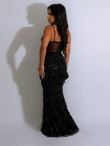 Temperament Fashion Sequined Party Dress, Fashion Suspender Hip A-Word Dress Dress - màu đen - Xem 2