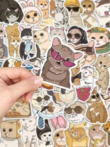 50 Stück süße Katzen Ästhetik Aufkleber, kawaii realistische Katzen Graffiti Aufkleber, lustige Haustier Aufkleber für Tagebuch, Kühlschrank, Schrank, Geldbeutel, Rucksack, Umschlag, Zeitschrift, Dekoration, Studenten Belohnung - Verschiedenfarbig - Übersicht 6