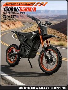 Mankeel Adventure Off-Road 1500W(PEAK 3000W) Motor Electric Motorcycle/ Dirt Bike - 55KM/H (34MPH), 60KM (38MILE) Range, 48V 20.8AH Li-Ion, 14'+12' Off-Road Wheels, Hydraulic Shock Absorption + Spring Damping, Oil Brake + Disc Brake - Electric Pitbike For Outdoor Adventures & Commuting - Ideal Holiday Gift - 查看 1