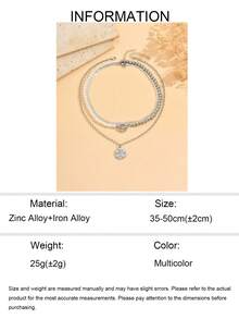 3件套优雅仿珍珠串珠项链套装，时尚金属扁平蛇形链项链搭配简约星月吊坠，适合日常佩戴和节日送礼。 - 多色 - 查看 5