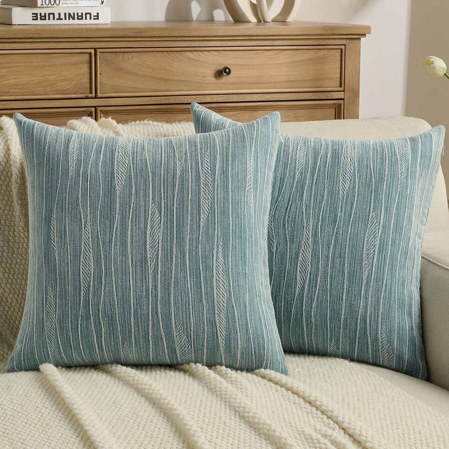 YSTYLE Dekorativer Kissenbezug 40x40, 2er-Set Kissenbezüge für Wohn- und Schlafzimmer, weiche, moderne Kissenbezüge, Kissenbezug mit verdecktem Reißverschluss - Blau - Übersicht 1