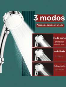 Bộ 3 vòi sen cầm tay áp lực cao có công tắc bật/tắt, 3 chế độ phun, nút tắt, vòi sen cắm trại có thể tháo rời kèm ống dẫn và giá đỡ góc điều chỉnh được, mạ crom. - Nhiều màu - Xem 6