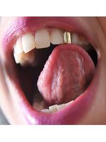 1pc Smooth Surface Single Tooth Hip Hop Style Earring, Personalized Side Tooth Jewelry, Suitable For Daily Wear By Men And Women - Multicolor - View 2