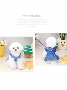 2026新款宠物牛仔连衣裙，宠物服装，狗狗连衣裙，猫咪连衣裙，轻薄字母印花牛仔连衣裙，适合春夏穿着，宠物服饰 - 藏蓝色 - 查看 9