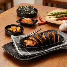 1个全新黑色碳纤维椭圆形餐盘，酱汁碟，椭圆形托盘，密胺餐具，材质：透明碳纤维纹理，简约设计，用途广泛，耐磨，防刮，抗冲击，易于清洁，适用于家庭和餐厅 - 黑色碳纖 - 查看 10