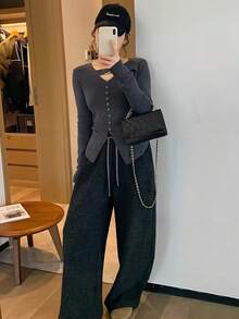 Women Knit Tops - Grey - View 3