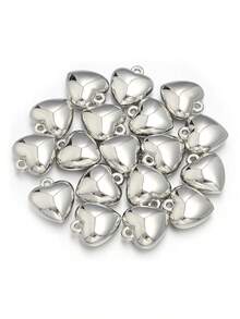 30pcs/Pack Plastic Heart Beads For Making Earrings, Bracelets, Necklaces - Silver - View 4