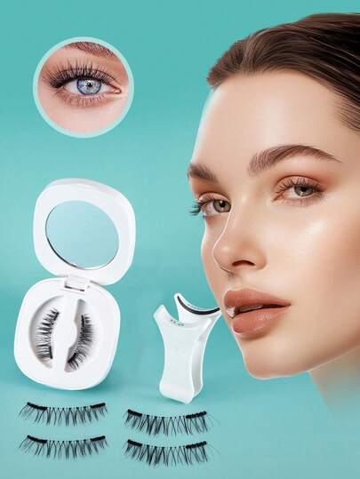 Magnetic Lashes Natural Look - 1 Pair Reusable Magnetic False Eyelashes With Applicator & Lash Curler Tool, No Glue Required Magnetic Lash Kit, Easy To Wear & Remove (Soft, Comfortable & Natural)