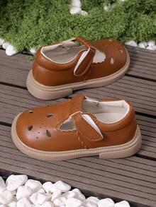 1 Pair Girls' Retro Low-Top Breathable Princess Flat Shoes, Soft Sole Non-Slip Infant Leather Shoes, Fashion Versatile Baby Shoes, Suitable For Summer - Brown - View 4