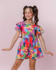 Colorful Butterfly Print Romper For Girls, Sizes 2, 4, 6, 8, 10, 12, 14, 16 - Cool And Lightweight - Butterfly - View 1