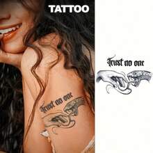 Venomous Snake & I Neck & Hand Temporary Tattoo, Rock & Hip Hop Edgy Style, Herbal, Waterproof, Lasts Up To 15 Days - Black - View 11