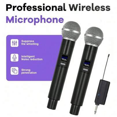Microfone sem fio, Microfone portátil com fio, Microfone unidirecional profissional com bobina móvel e cancelamento de ruído, plugue de 6,35 mm, adequado para karaokê, jogos, transmissão ao vivo e videoconferência, design elegante | Estrutura robusta, Microfone para canto, Microfone sem fio 2 em 1, Microfone portátil profissional, adequado para karaokê, festa, igreja, gravação de apresentações.