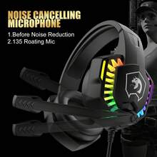 MAMBASNAKE 有线游戏键盘鼠标耳机套装，彩虹 LED 背光有线键盘，带麦克风的头戴式耳机，彩虹背光游戏鼠标，鼠标垫 - 查看 6