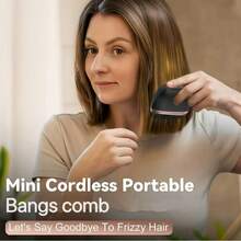 Mini Wireless Hair Straightening Brush, Suitable For Bangs, Portable Rechargeable USB Hair Straightener, Mini Hot Brush - Black - View 3