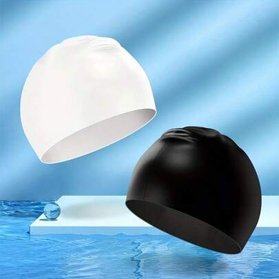 1pc Unisex Silicone Swimming Cap - Waterproof, Anti-Slip, Elastic - Suitable For Both Men And Women