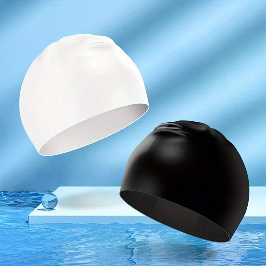 1pc Unisex Silicone Swimming Cap - Waterproof, Anti-Slip, Elastic - Suitable For Both Men And Women - Multicolor - View 1