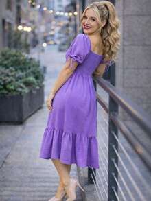 VESTIDO LARGO TIPO CAMPESINO CON MANGA MOD. ALY - Bruma de Lavanda - Ver 2