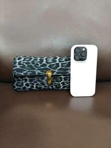 Women's Shoulder Bag, Retro Leopard Print Baguette Bag, Niche Design Underarm Bag, Elegant Commuter Handbag - Black - View 3