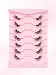 Rikuaild 7/14对半假睫毛，猫眼尾纤细自然，仿貂毛材质，蓬松柔软，打造自然妆容，适合日常、派对、假日、婚礼、旅行、海边等场合。 - 黑色 - 查看 7