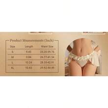 Women's Lingerie Lace Ruffle Panties Bowknot Mid Waist Thongs Underwear - trắng - Xem 6