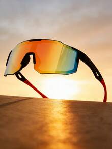 Gafas deportivas cuadradas con degradado rojo, aptas para unisex para conducir, ciclismo, deportes, senderismo - Negro - Ver 1