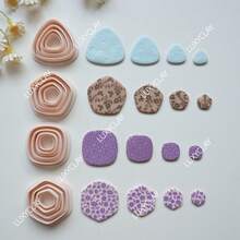 4 pièces/set Kits de fabrication de bijoux de forme géométrique, mini-découpoirs en argile géométrique pour boucles d'oreilles et fabrication de bijoux, moules en argile polymère avec bordure encadrée pour pendentifs et colliers faits main, découpoirs en argile polymère de forme diamant, carré, rectangle, hexagone, arche - Beige - Voir 1