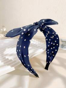 1件装女士波点兔耳打结发箍，宽边蝴蝶结布艺发带发饰 - 彩色 - 查看 7