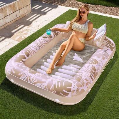 70 X Swimming Pool Floating Tanning Pool Hammock Lounger, Inflatable Float Bed Inflatable Tanning Pool Lounger Float Large Suntan Tub Pool Floats Tan Tub Bath Tub Tanning Bed Blow Up Pool Raft Lounge Floatie
