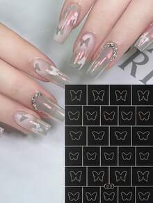 FULL BEAUTY Bộ 5 miếng dán móng tay hình trái tim, ngôi sao, hoa hồng, bướm, hoa anh đào, ngôi sao năm cánh, cánh chim, dụng cụ vẽ móng airbrush, phụ kiện làm móng DIY. - Nhiều màu - Xem 5