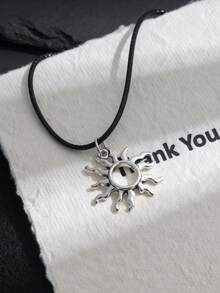 1pc Minimalist Sun Spiral Necklace, Indie Design Chic Collar Necklace For Women - Silver - View 2
