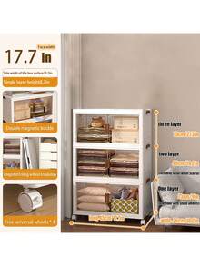 1/2/3/4-layerOversized locker with wheeled doors - waterproof collapsible locker for bedroom storage of clutter, documents, toys, snacks and plastic drawers for storage, multi-layer locker - Blanco - Ver 4