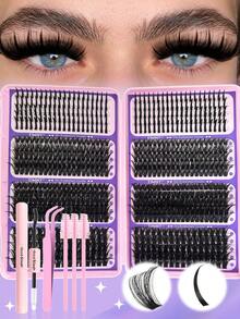 760pcs EIMNY Anime Style Eyelash Cluster Set - 4 Types Of Natural Soft, Thick Cartoon Style, Spiky Shape Options, D-Curl Plant Fiber Material, Reusable 3-5 Times, Includes 2-In-1 Adhesive And Professional Tweezers, Length 10-21mm, Suitable For Beginners And Hair Salons - Multicolor - View 10