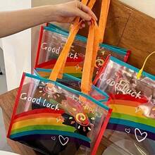 1/3 Packs - 12.6*10.63*3.94 Inches Rainbow Thickened Gift Bag, PVC Transparent Tote Bag, Personalized , Gift Bag - Rainbow - View 3