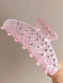 1pc Children Girls Simple Fashion Rhinestone Back Of Head Hair Claw Clip Hair Grab Sweet Gentle Elegant Hair Accessory - Multicolor - View 7