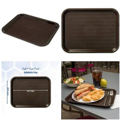Cafe Food Tray, Plastic Cafeteria Tray For Schools, Dining Halls, And Restaurants, Polypropylene, 10 X 14 Inches, Chocolate