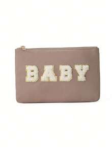 绣有“MAMA”字样的背包，带拉杆和妈妈尿布包，卡其色手提包，带婴儿车挂钩 - 彩色 - 查看 14