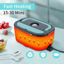 50.72oz Insulated Lunch Box, Portable Fast Heating Food Warmer, Stainless Steel Food Container With Tray, Multi-Voltage 12V/24V/110V, For Office Kitchen Travel Car Truck Outdoor Use - 查看 2