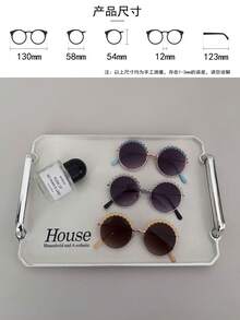 1 Pair Super Lightweight Children's Glasses, Comfortable For Boys And Girls To Wear, Suitable For Photo Shoots, Fashionable Party Glasses, Cute Cycling And Travel Glasses, Sports Glasses, Personalized Round Frame Glasses, Floral Glasses, Stylish Metal Glasses - Children's - View 7