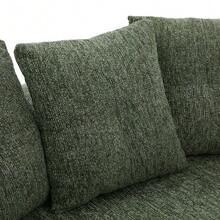 Este moderno conjunto de sofá de dos plazas presenta cojines redondos y profundos con estampado de nubes de chenilla, un diseño compacto sin muelles e incluye tres cojines decorativos. Ideal para apartamentos pequeños. - Verde - Ver 11