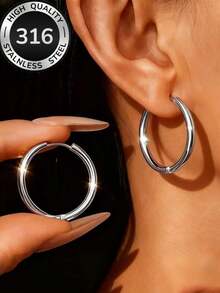 316不锈钢极简Y2K风格小号耳环，适合夏季海滩、通勤等场合，不易褪色 - 小耳圈 - 查看 3