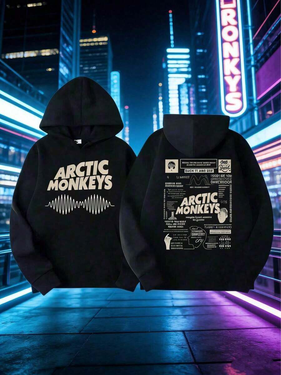 Men's Retro Rock Arctic Monkey Hooded Sweatshirt Hooded Sweatshirt With Music Album PatternHip Hop Large Retro Hooded Sweatshirt Essentials Hoodie Hoodie For Women Sweatshirts For Women Hoodies For Men 's Hoodie Sweatshirts For Men Essentials Fear - 黑色 - 查看 1