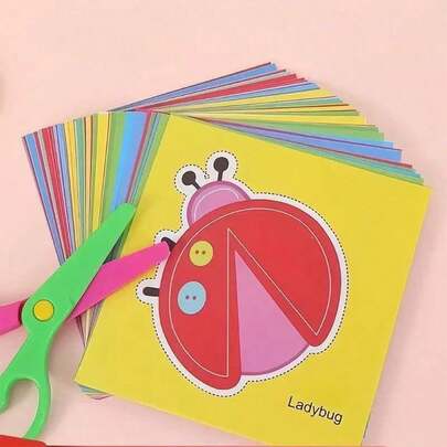 180/96/48 Stück Spaß Papier Schneiden Set, Papierkunst, Schere Geschicklichkeits-Aktivität Papierschneidebuch, kommt mit 1 Sicherheitsschere Bastelset, geeignet für Wochenendaktivitäten, Eltern-Kind-Aktivitäten, Schulunterricht, Handwerksarbeiten, Feinmotorik-Übungen, Gehirntraining, Spaßaktivitäten, anwendbar für Familien, Kindergärten, Kindertagesstätten, Schulen, DIY-Einrichtungen