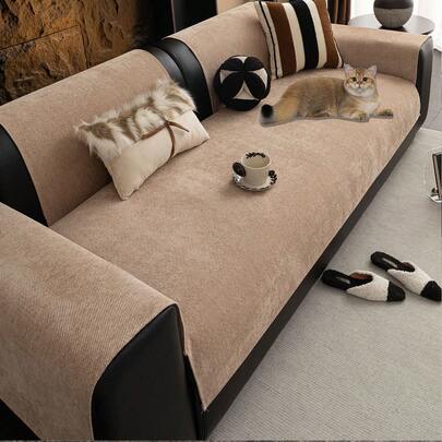 1pc Silver Fox Velvet Solid Color Sofa Cushion, High-Quality Non-Slip Sofa Back Pillow, Pet-Friendly Sofa Protector, Suitable For 1/2/3/4 Seater Sofa & Combination Sofa, Window Bench, Lounge Chair, Office Chair, Warm & Comfortable Machine Washable Sofa Cover, Home Decor, Enhancing Household Happiness