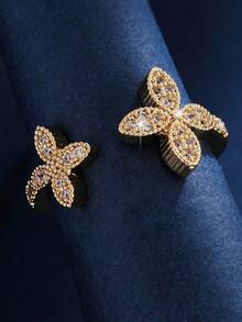 1pc Adjustable Lucky Four-Leaf Clover Double Flower Open Ring, Micro-Inlaid Zirconia, Delicate & Luxurious, Suitable For Daily Wear - Open Ring - View 5