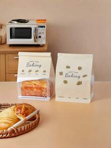 Túi giấy Kraft tái sử dụng cỡ nhỏ/vừa/lớn có cửa sổ trong suốt và khóa kim loại, kín khí, thích hợp cho bánh mì sourdough tự làm, bánh mì tròn, bánh ngọt và đóng gói thực phẩm bán lẻ. - Nhiều màu - Xem 4