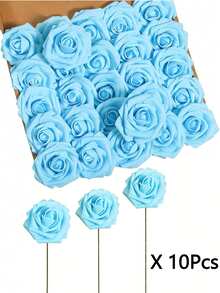 25pcs Red Artificial Rose Stems, Realistic Foam Red Rose Bouquet For Wedding, Home Decor, Mother's Day, Birthday, Graduation Gift - Multicolor - View 15