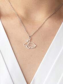 Customized Minimalist Fashion Name Necklace, Easter Gift, Personalized Name Pendant Necklace, Stainless Steel Jewelry, Girlfriend/Boyfriend Gift, Anniversary Birthday Gift, Suitable For Teenagers, Middle/High School Students, College Students, Elegant And Romantic - Multicolor - View 3