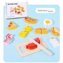 Bộ đồ chơi xếp hình nhà bếp bằng gỗ mới cho trẻ em, bộ đồ chơi cắt rau củ quả, đồ chơi nhập vai tự làm món ăn và đồ tráng miệng thực tế. - Nhiều màu - Xem 13