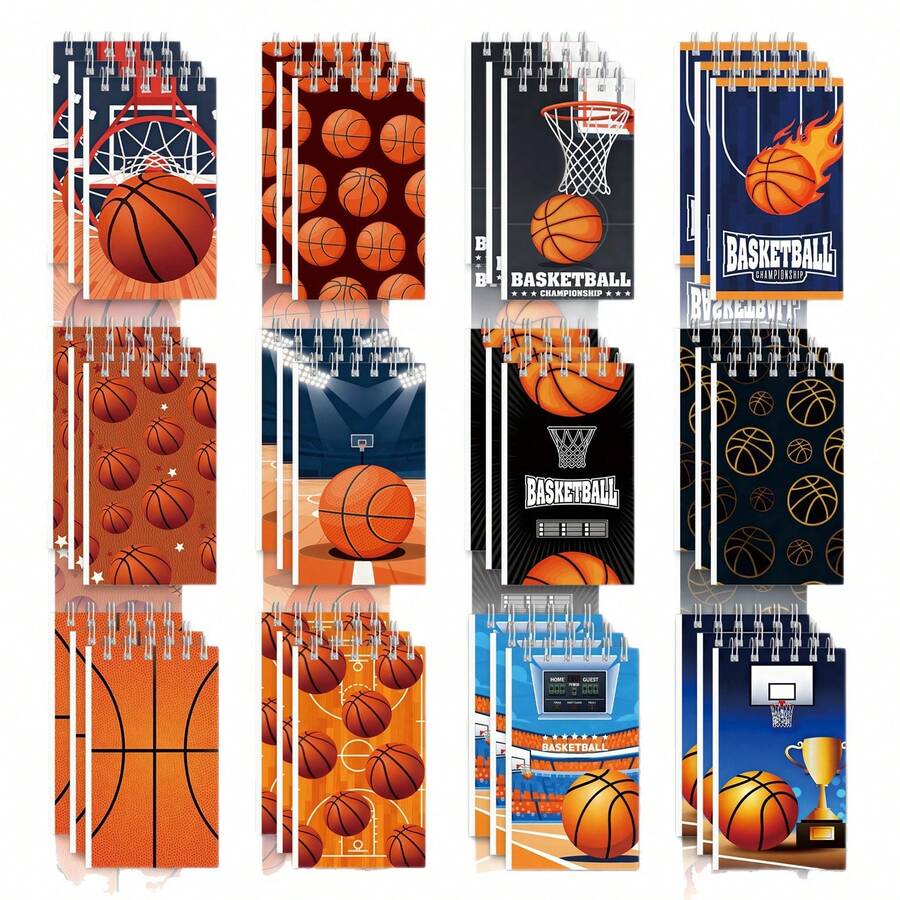 12/10/8/6/5pcs Basketball Coil Notebooks, Student Notebooks, Vocabulary Notebooks, Coil Notebooks, Sketchbooks, Memo Pads, School Supplies, Student Prizes, Party Memo Books, Back To School Stationery - Multicolor - View 1