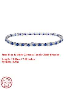 ORSA JEWELS 1 chiếc vòng tay bạc 925 đính đá Topaz xanh dương, đá Cubic Zirconia loại 4A, trang sức đeo tay nữ, quà tặng sinh nhật/kỷ niệm. - Bạc - Xem 11